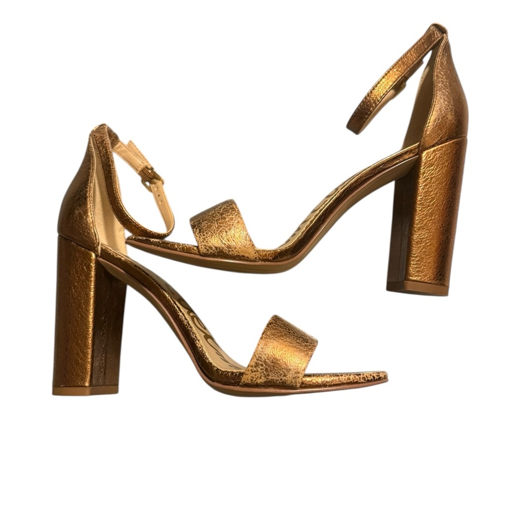 Sam Edelman Yaro Block Heeled Heeled Sandals Copper Bronze Sz. 7 - Picture 7 of 10